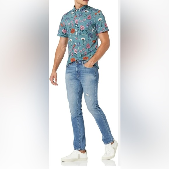 Goodthreads Poplin Floral Hawaiian Short sleeve button-down men's shirt XLARGE - Picture 2 of 16